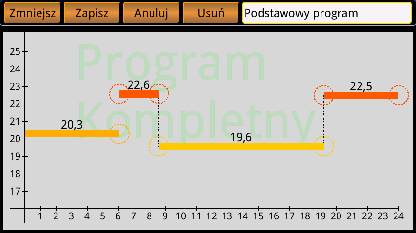 3.4.4 Zmiana aktualnie żądanej temperatury (telefon)