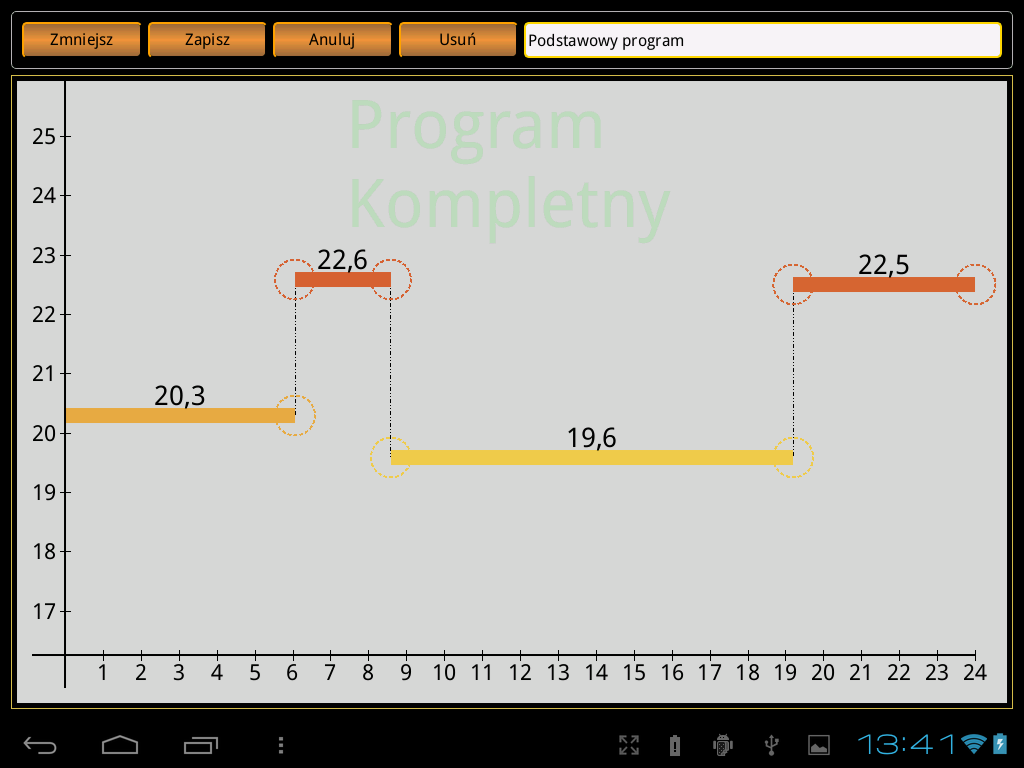 3.4.6 Zmiana aktualnie żądanej temperatury (tablet)