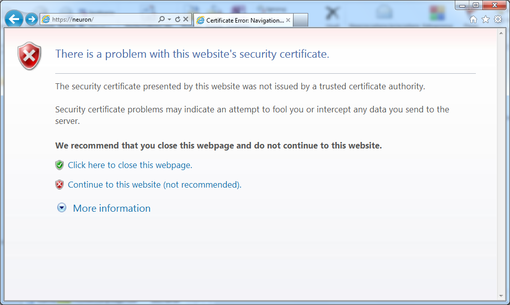 3.2.3 Instalacja certyfikatu SSL W pasku adresowym przeglądarki wpisujemy: https://neuron/ (nazwa