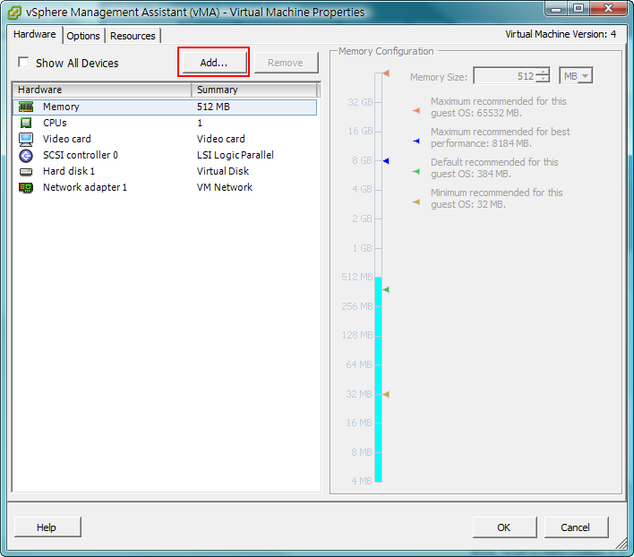 Click Add button of the VMware Machine Properties to add a USB