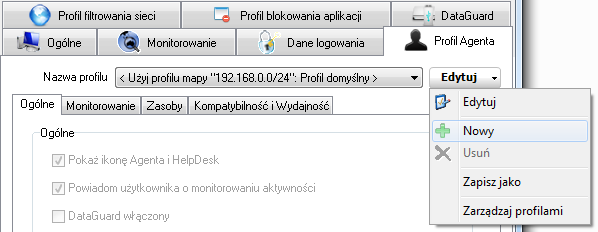 Agenty 5.6 112 4. W nowym profilu zaznacz opcję integracji ze stosem TCP/IP w zakładce Kompatybilność. 5. Sprawdź, czy Agenty mają nową konfigurację (na dole okna z konfiguracją). 6.