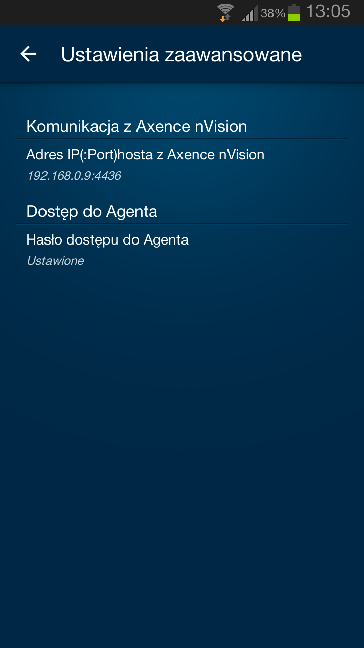 Agenty 114 Aby zainstalować Agenta: 5.8 1. Skopiuj plik Agenta nvagentinstall.apk na urządzenie mobilne (np. za pośrednictwem poczty email albo linku do strony www). 2. Zainstaluj aplikację.