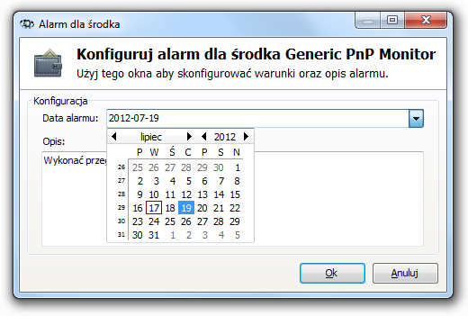 169 Axence nvision Help 4. Kliknij w przycisk Dodaj i wybierz opcję Dodaj alarm dla tego środka. 5.