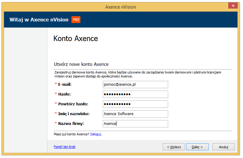 13 Axence nvision Help Kto może założyć Konto Axence? Konto może zostać założone samodzielnie przez użytkownika lub przez Axence (na życzenie użytkownika).