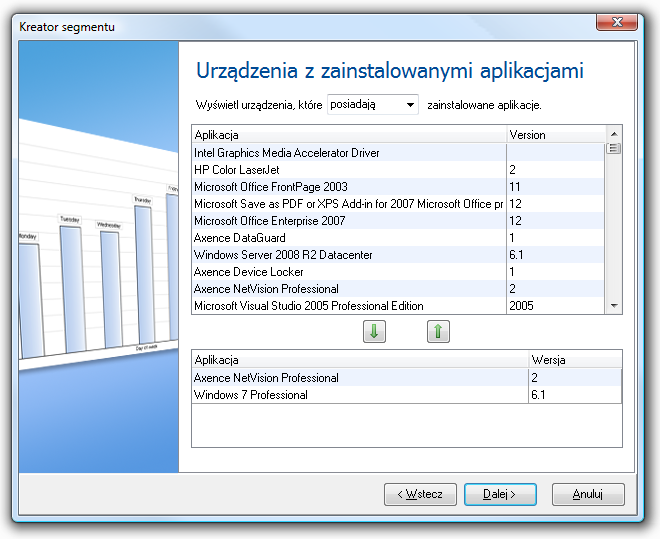 251 Axence nvision Help Aplikacje na urządzeniach Prezentuje urządzenia z zainstalowanymi aplikacjami, sterownikami i aktualizacjami o wybranych typach licencji.