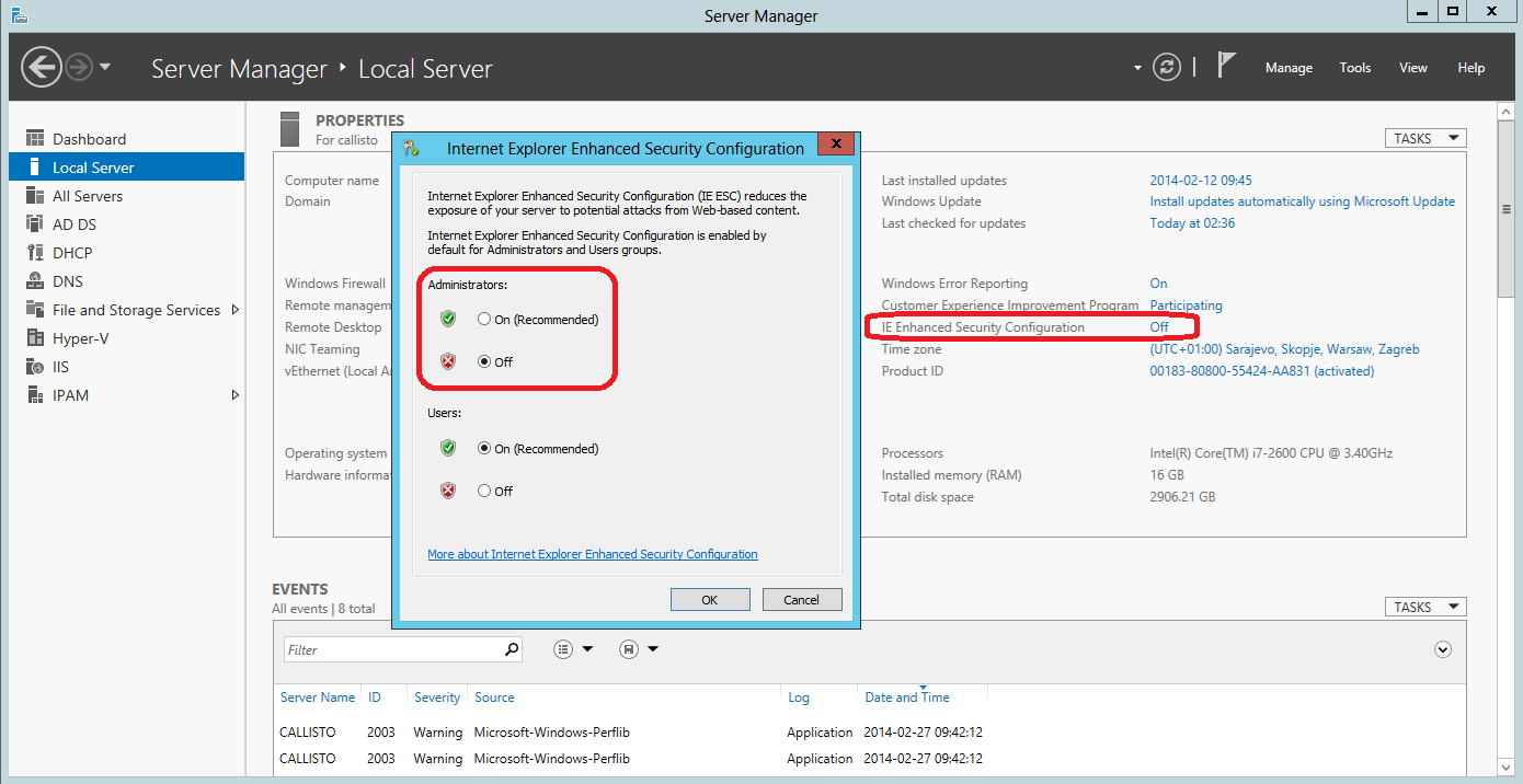 Najczęściej Zadawane Pytania 304 ESC (Internet Explorer Enhanced Security Configuration) dla administratorów. Po wyłączeniu tej opcji należy zrestartować Konsolę nvision.