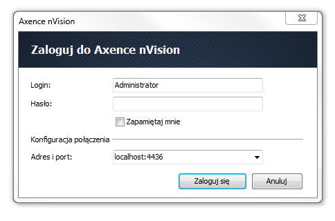 319 Axence nvision Help Po zainstalowaniu Konsoli i dodaniu wykluczeń skanowania w oprogramowaniu antywirusowym na katalog instalacji nvision, można uruchomić