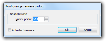 Wykrywanie i monitorowanie sieci 3.4.9 62 Serwer Syslog Serwer Syslog Aby zarządzać serwerem Syslog: 1. Wybierz Narzędzia Serwer Syslog. 2.