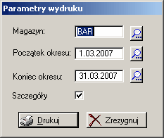 Raporty 46 109 Obroty towarów w okresie Wydruk obrotów towarów w okresie jest ma układ postaci: STAN POCZĄTKOWY + PRZYCHODY - ROZCHODY = STAN KOŃCOWY Podsumowane są tylko obroty wartościowe Poniżej