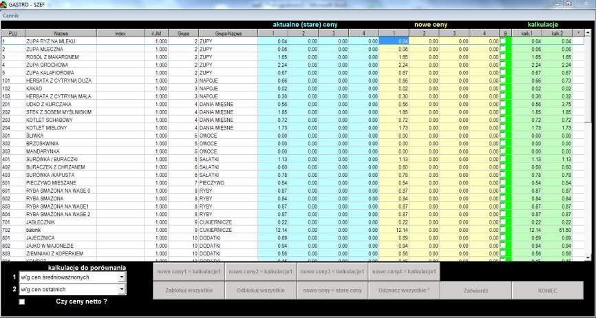 5.4.2. ZMIANA CENNIKA Z KALKULACJĄ Funkcja ta pozwala zmienić ceny wybranych lub wszystkich towarów według zadanych kryteriów. Rysunek 100.