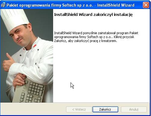 Rysunek 6 Następnie uruchamia się instalator programu MSSQL 2005 (silnika, na którym działa baza danych programu Gastro Szef). W oknie tego instalatora przechodzimy przez kolejne okna klikając Dalej.