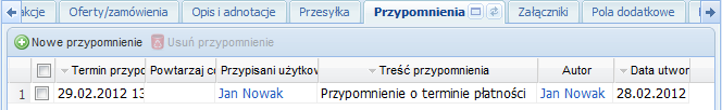 Zakładka Opis i adnotacje umożliwia dodanie opisu do ofert/zamówień oraz adnotacji, które będą widoczne na fakturach. Zakładka Przesyłka umożliwia wprowadzenie informacji dotyczących samej przesyłki.