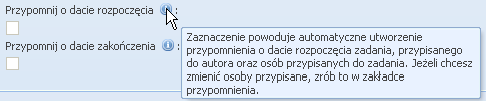 W kalendarzyku można określić także i godzinę. Klikając ikonkę strzałki przy nazwie miesiąca można szybko przesunąć widok do określonego miesiąca.