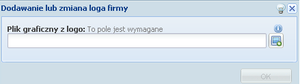 Widok Firma zapewnia także możliwość zarządzania logiem twojej firmy - dodawanie, zmianę oraz usuwanie loga.