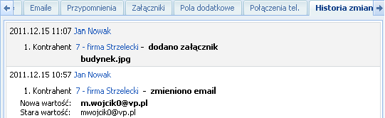 jaki sposób zmodyfikował dane. Wszelkie zmiany są aktualizowane na bieżąco i możliwe do wycofania. Osoby kontaktowe - pracownicy lub przedstawiciele firm - kontrahentów.