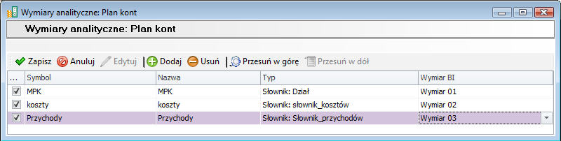 MPK. Jeżeli zostanie zaznaczona więcej niż jedna pozycja, można nadać identyczną wartość wszystkim elementom w oknie.