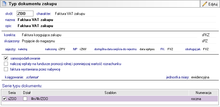 W Typach dokumentów w czasie definiowania typu dokumentu należy wybrać odpowiedni parametr Domyślna data wejścia do rejestru.