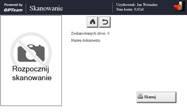 Na Rys. 36 przedstawiony jest zatem ekran uruchamiany po wciśnięciu przycisku Przejdź do skanowania na Głównym Ekranie Skanowania (Rys. 35).