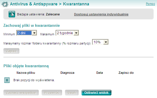 Antivirus & Antispyware Kwarantanna Skanuj komputer Jest to skaner ręczny, który rozpoczyna skanowanie wszystkich dysków twardych w systemie.