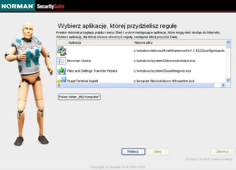 Personal Firewall Narzędzia eksperta Personal Firewall nie umożliwia Tobie tworzenia reguł dla ruchu przychodzącego.