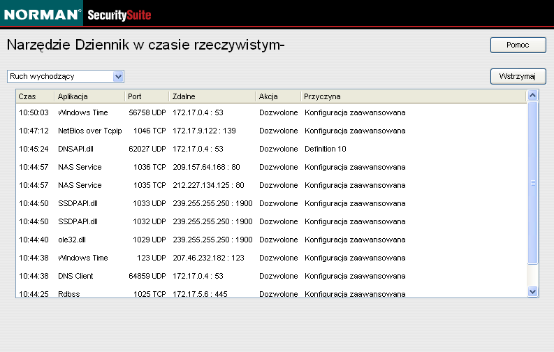 Personal Firewall Narzędzia eksperta Narzędzie Dziennik w czasie rzeczywistym Personal Firewall korzysta z zaawansowanych technik ukrywania, które sprawiają, że Twój komputer jest niewidoczny i