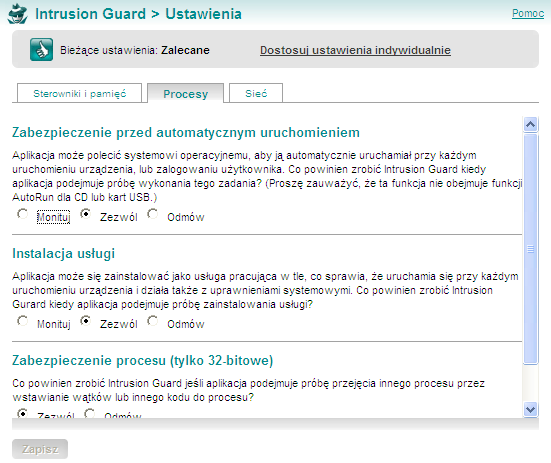 Intrusion Guard Ustawienia Procesy Gdy aplikacja, prawidłowa lub złośliwa, jest zainstalowana na Twoim komputerze, w większości przypadków będzie chciała uruchomić się automatycznie przy każdym