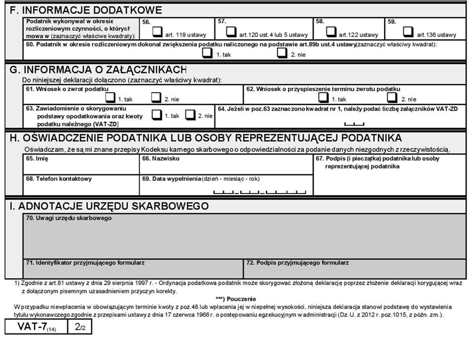 WZÓR DEKLARACJI VAT-7