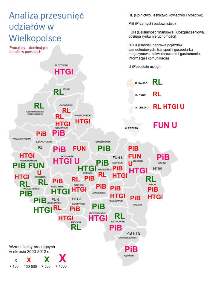 Mapa 16 Przesunięcia udziałów dla liczby