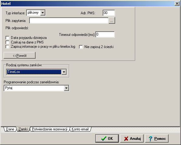ZAMKI HOTELOWE 6.9. ZAMKI TIMELOX Do współpracy potrzebny jest zainstalowany firmowy program serwera PMS (którego dostarcza producent programatora/dostawca/instalator).