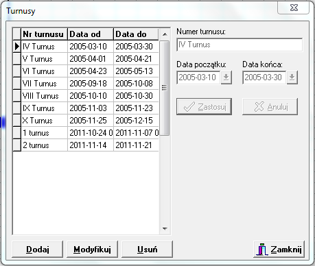 ARCHIWUM Rysunek 173. Dodawanie turnusu do archiwum 16.11. PARAGONY Chcąc edytować paragony, należy wybrać z menu głównego systemu Archiwum -> Paragony.