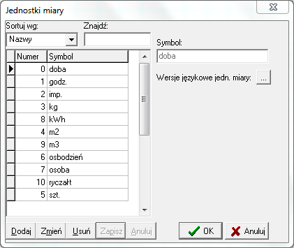 ARCHIWUM 16.18. JEDNOSTKI MIARY Chcąc dodać jednostkę miary, której nie ma zadeklarowanej w systemie, należy wybrać z menu głównego systemu Archiwum -> Jednostki miary.