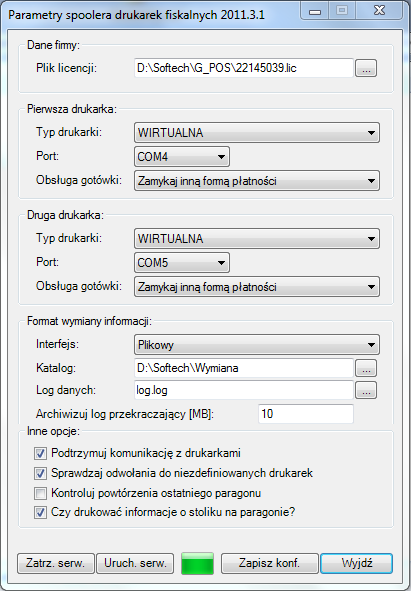 DRUKARKA FISKALNA Dodatkowo, w programie konfiguracyjnym nie należy wpisywać ścieżki do katalogu, ale odwołać się poprzez UNC: \\nazwaserwera\nazwaudzialu\wymiana\.