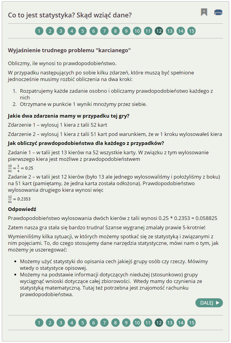 Tak wygląda slajd na platformie: Bardziej złożone wywody staraj się ilustrować za pomocą interakcji w tym przypadku