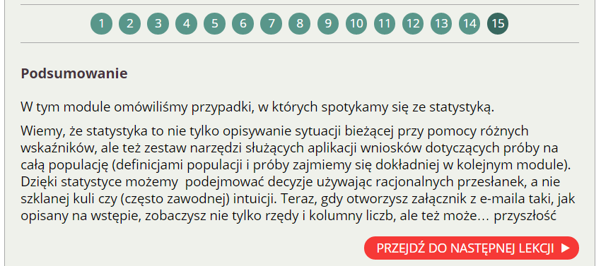 Tak wygląda slajd na platformie: Z badań realizowanych w ramach projektu Łamigłówki dla Nomada wynika, że należy zwrócić szczególną uwagę na podsumowanie treści.