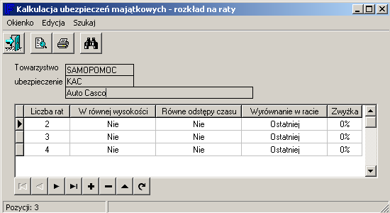 Dostępne pod: Ubezpieczenia \ Majątkowe \ Administracja \ Kalkulacja i drukowanie polis