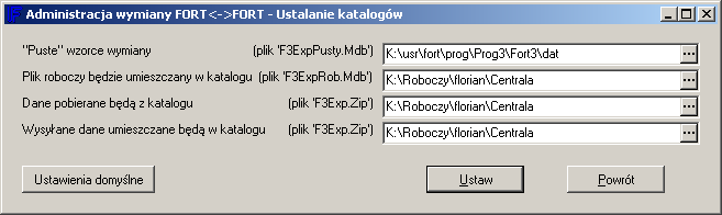 Ustalenie katalogu pliku w którym będą umieszczane wysyłane dane F3Exp.Zip Ustalenie katalogu pliku z którego będą pobierane dane F3Exp.