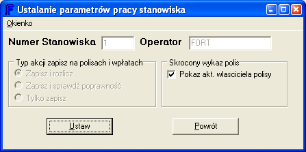 FORT 3 umożliwia wybor klienta, którego chcemy widzieć na Skróconym wykaz polis majątkowych Parametryzowanie możliwe jest dla każdego stanowisko oddzielnie W przypadku, kiedy włączymy parametr Pokaz