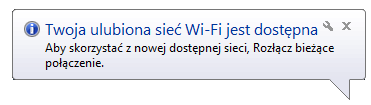 5.8 Optymalizacja połączenia z Internetem Jeśli w trakcie połączenia z Internetem poprzez sieć komórkową 3G+ komputer znajdzie się w pobliżu Hotspot Orange WiFi, oprogramowanie zaproponuje