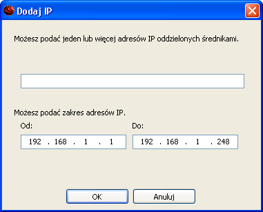 Jeśli posiadasz zakres adresów IP, przypisanych do komputerów, które mają być zarządzane przez BitDefender Management Server, wybierz Zainstaluj tylko na tych komputerach i wpisz wybrane adresy IP.