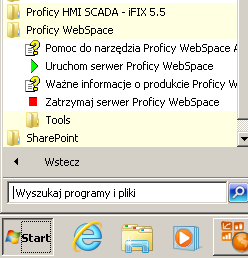 e) Zatrzymaj a następnie uruchom program Webspace