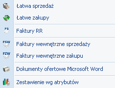 4 Moduł Faktury Teraz przejdźmy do sedna omówmy poszczególne elementy modułu Faktury. Rys. Moduł Faktury W katalogu dostępne są funkcje: Menu programu zależy od posiadanych przez Ciebie modułów.