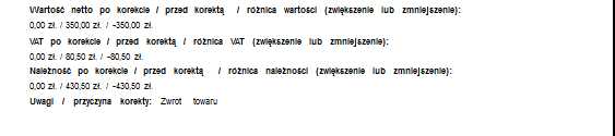 Dumpingowiec - Instrukcja Użytkownika 117 co na wydruku będzie wyglądać tak Faktura ta będzie widoczna w rejestrze VAT korekt, który jest dostępny w zakładce Ksiegowość po