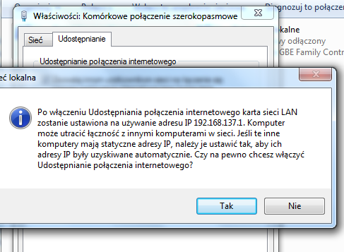 Dumpingowiec - Instrukcja Użytkownika 34 Następnie przechodzimy do komputera klienta, który jest podłączony do sieci lokalnej, otwieramy dostępne połączenia dokładnie tak jak powyzej, zaznaczamy te