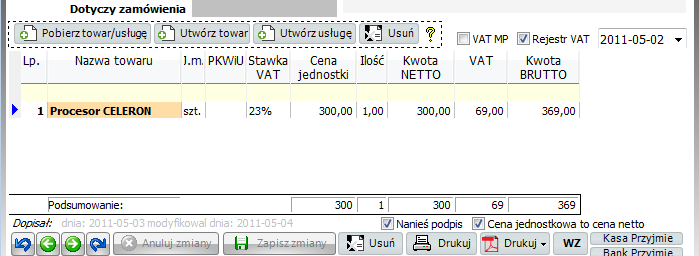 Dumpingowiec - Instrukcja Użytkownika 48 Jeżeli opcja w ustawieniach jest wyłączona, do dokumentu od razu zostanie pobrana jedna sztuka.