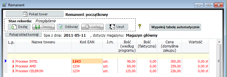 Dumpingowiec - Instrukcja Użytkownika 74 Jak należy wypełniac remanent.