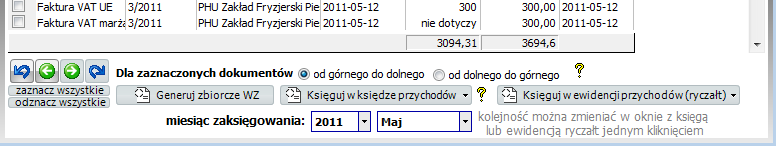 Dumpingowiec - Instrukcja Użytkownika 95 Wpisy w księdze przychodów i rozchodów możemy dokonywać albo manualnie jak powyżej opisano, albo automatycznie.