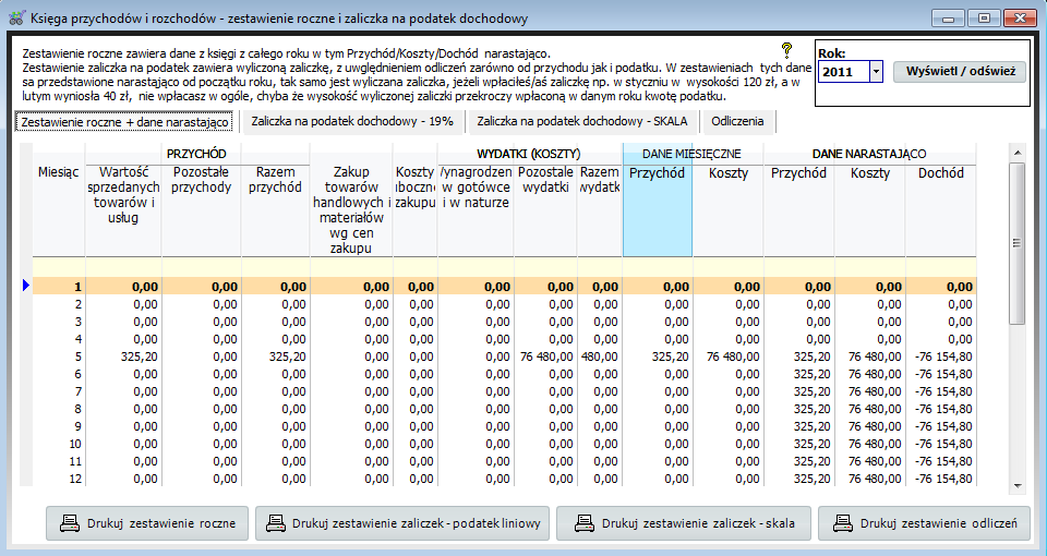 Dumpingowiec - Instrukcja Użytkownika 96 Analogicznie jak w przypadku dokumentów sprzedaży, zaznaczamy faktury, które chcemy zaksiegować, wybieramy klierunek, miesiąc, oraz UWAGA kolumnę albo Zakup