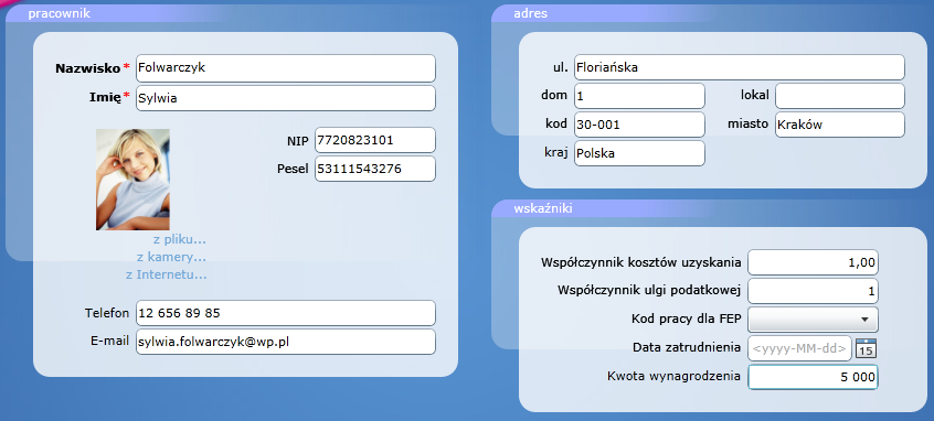 20.4 Lista wynagrodzeo Lista wynagrodzeo (Wynagrodzenia w Menu Nawigacji) pozwala na prowadzenie, wydrukowanie i zaksięgowanie ewidencji wynagrodzeo dla poszczególnych pracowników.