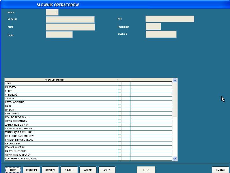 Utworzenie operatorów w programie POS nie spowoduje dodania ich do słownika w Gastro Szefie.