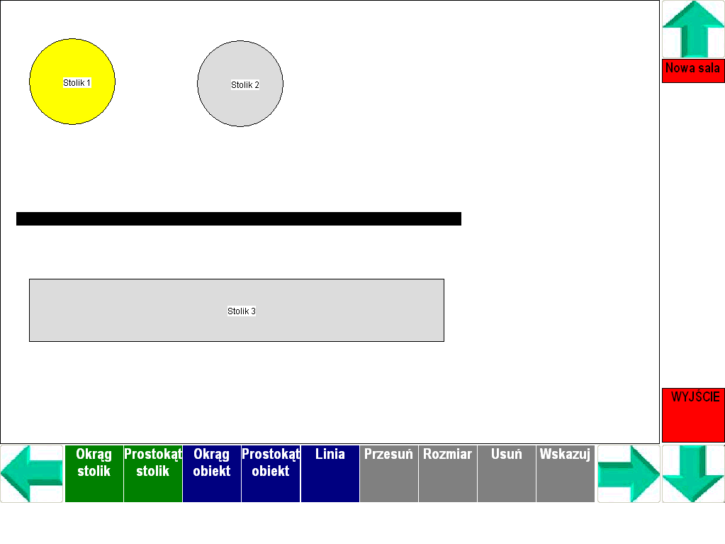 5.3. Graficzna reprezentacja Sali POS umożliwia sprzedaż za pomocą ekranu graficznej reprezentacji sali.